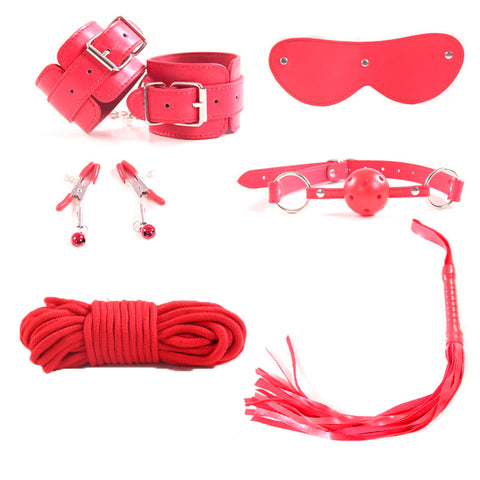 Kit Bondage BDSM 6 piezas Rojo